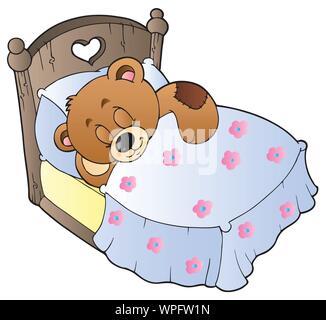Sleeping teddy bear in bedroom Stock Vector Image & Art - Alamy