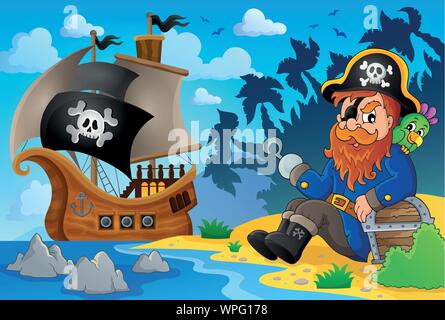 Sitting pirate theme image 8 Stock Vector
