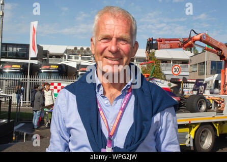 Monza, Italy - September 08, 2019: FIA Formula One World Championship, Grand Prix of Italy with Christian Danner, TV Commentator RTL Television and Racing Driver | usage worldwide Stock Photo