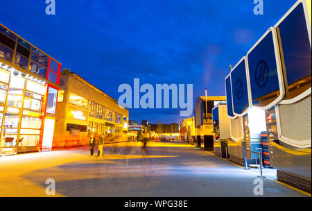 Monza, Italy. 07th Sep, 2019. Monza, Italy - September 07, 2019: FIA Formula One World Championship, Grand Prix of Italy, Motorhomes at Night in the F1 Paddock, Blaue Stunde, Nacht, Nachts, Fahrerlager, Blue Hour, Credit: dpa/Alamy Live News Stock Photo