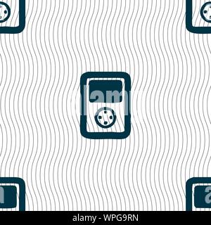 Tetris, video game console icon sign. Seamless pattern with geometric texture. Vector Stock Vector
