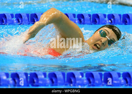 London, UK. 09th Sep, 2019. Ayano Tsujiuchi of Japan in action during the Women's 400m Freestyle S14 heats. World Para Swimming Allianz Championships 2019, day 1 at the London Aquatics Centre in London, UK on Monday 9th September 2019. this image may only be used for Editorial purposes. Editorial use only, pic by Steffan Bowen/Andrew Orchard sports photography/Alamy Live news Credit: Andrew Orchard sports photography/Alamy Live News Stock Photo