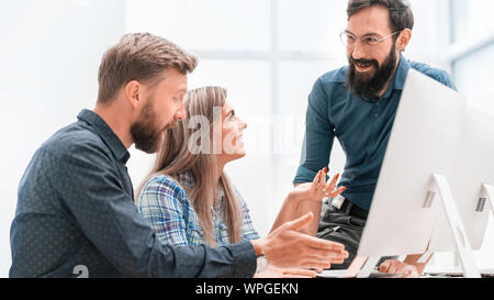business team discussing business plan at office meeting Stock Photo