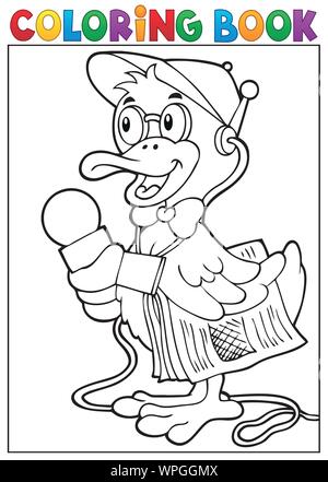 Coloring book duck reporter theme 1 Stock Vector