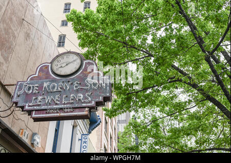 Vintage sign for a jeweller on Congress Avenue in Austin Texas. Stock Photo