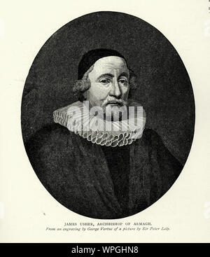 James Ussher or Usher, 1581 to 1656. Church of Ireland Archbishop of ...