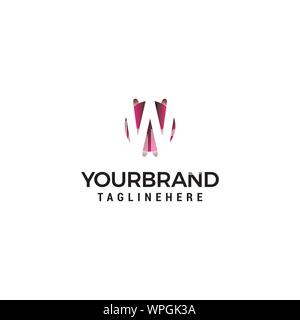 letter W in circle shape logo design concept template Stock Vector