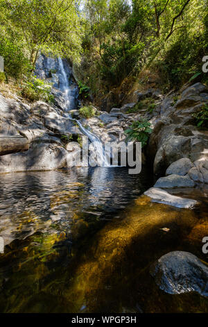 Serra do Espinhal, Portugal - August 31, 2019 : Waterfall Pedra Ferida, Coimbra, Portugal Stock Photo