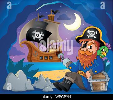 Sitting pirate theme image 7 Stock Vector