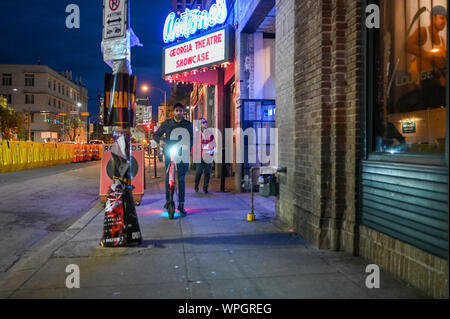 Austin Texas during SXSW festival in 2019. This town is famous for its live music bars and considers itself to be the live music capital of the world. Stock Photo