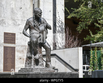 Sculpture of Willie Nelson in Austin Texas.  He is a country music legend born i Abbot, Tx. Stock Photo