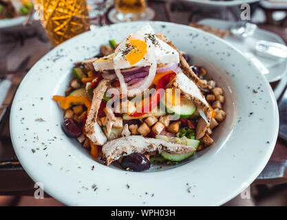 Typical greek salad in Corfù, Greece Stock Photo