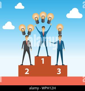 Top 3 Competition Ranking Cartoon Businessman competition compare with winner has got more EQ than loser ...