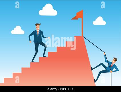 two way compare with shortcut way but difficult and easy way but long way to go to success and goal ,cartoon version,vector illustration Stock Vector