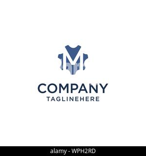 M logo initial letter design template vector inside gear shape design concept Stock Vector