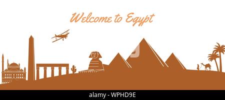 famous landmark of Egypt,travel destination,silhouette design,Classic design,vector illustration Stock Vector