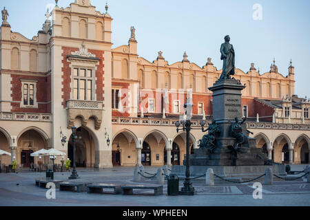Dawn on the main market square in Krakow old town, Poland. Stock Photo