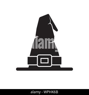 Witch hat vector icon. Solid black Halloween symbol. Stock Vector