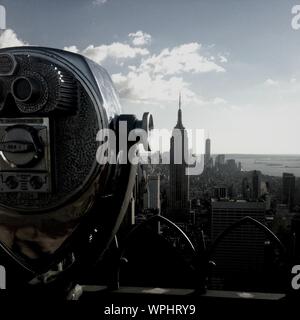 Coin Operated Binoculars With Empire State Building In Background