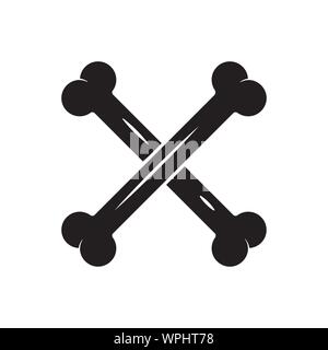 Crossed bones vector icon. Solid black Halloween symbol. Stock Vector
