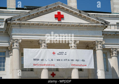 Washington, DC - August 6, 2019: Exterior facade of the American Red Cross Hospital, headquarters building in District of Columbia Stock Photo