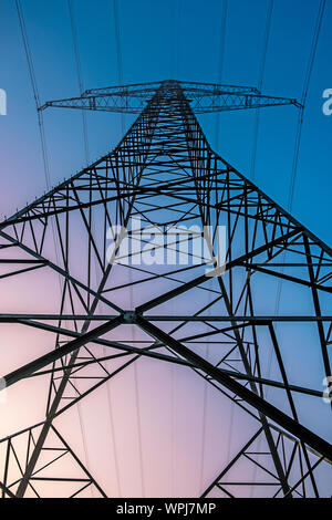 A power pole photographed from below Stock Photo