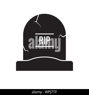 Tombstone vector icon. Solid black Halloween symbol. Stock Vector