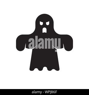 Angry ghost vector icon. Solid black Halloween symbol. Stock Vector