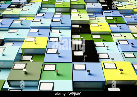 Data collection in colorful containers - 3D Rendering Stock Photo