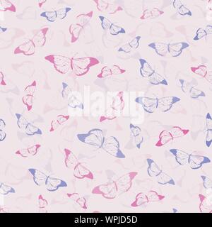 Lovely Subtle Butterflies In Seamless Repeated Vector Surface Pattern Stock Vector