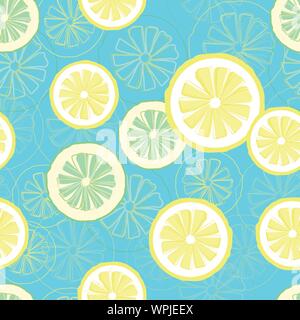Citrus All Over - Lemons And Limes In Repeat Surface Pattern Vector Swatch Stock Vector