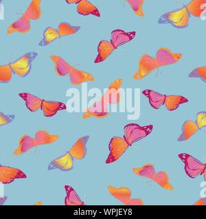 Lovely Subtle Butterflies In Seamless Repeated Vector Surface Pattern Stock Vector