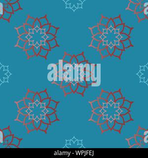Floral Outlined Lotuses In Seamless Vector Pattern Stock Vector
