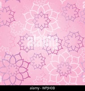 Pink And White Dancing Geometric Lotuses In Seamless Surface Pattern Stock Vector