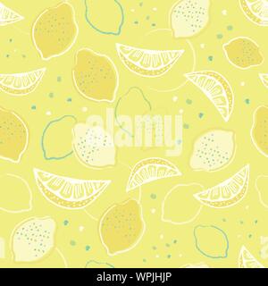 Citrus All Over - Lemons And Limes In Repeat Surface Pattern Vector Swatch Stock Vector