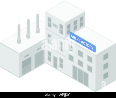 Milk factory icon, isometric style Stock Vector