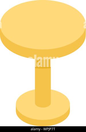 Round yellow table icon, isometric style Stock Vector