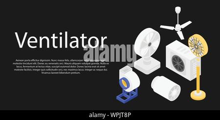 Ventilator set concept banner, isometric style Stock Vector