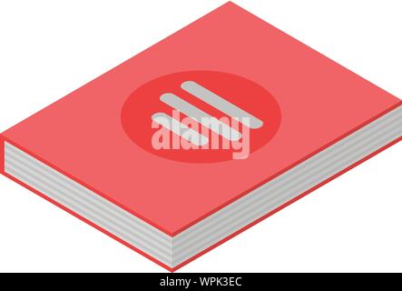 Red lab book icon, isometric style Stock Vector