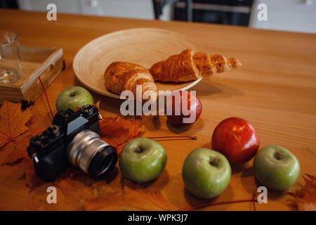 Autumn sseries in the Kitchen, melancholy and warm.. Relaxing in cold weather. Stock Photo