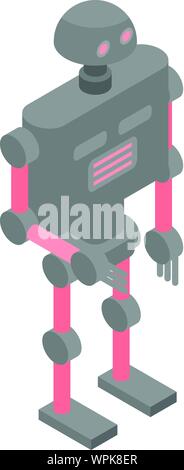 Red grey robot icon, isometric style Stock Vector