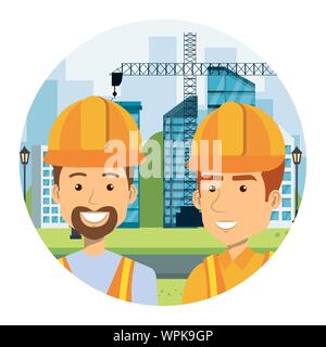 builders constructors on workside characters Stock Vector