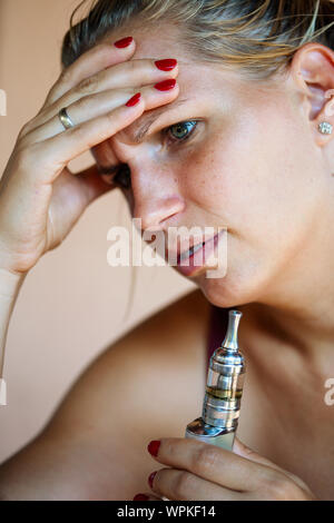 Smoking and vaping may be unhealthy and addictive and pose health risk to lung Stock Photo