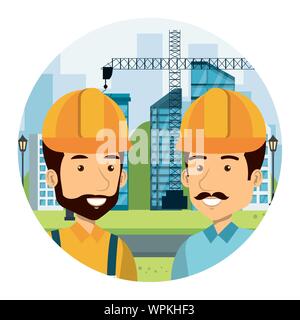 builders constructors on workside characters Stock Vector