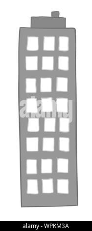 Vector illustration building. Hand drawn. Colored outlines. Stock Vector