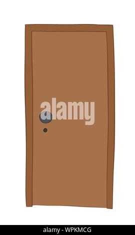 Vector illustration closed door. Hand drawn. Colored outlines. Stock Vector