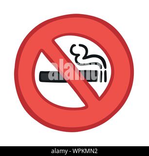 Vector illustration smoking ban. Hand drawn. Colored outlines. Stock Vector