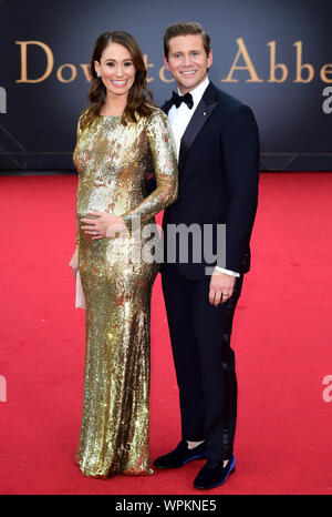 Jessica Blair Herman and Allen Leech attending the world premiere of Downton Abbey, held at the Cineworld Leicester Square, London. Stock Photo