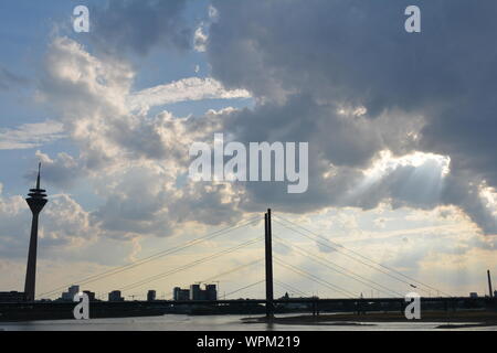 Theodor Heuss Bridge in Dusseldorf city in Germany Stock Photo