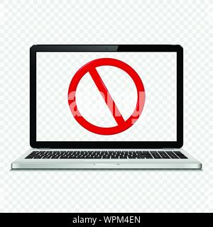 Laptop with no sign on transparent screen Stock Vector